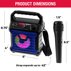 Risebass Portable Karaoke Machine with Microphone - Home Karaoke System with Party Lights for Kids and Adults - Rechargeable USB Speaker Set with FM Radio, SD/TF Card Support, and AUX-in